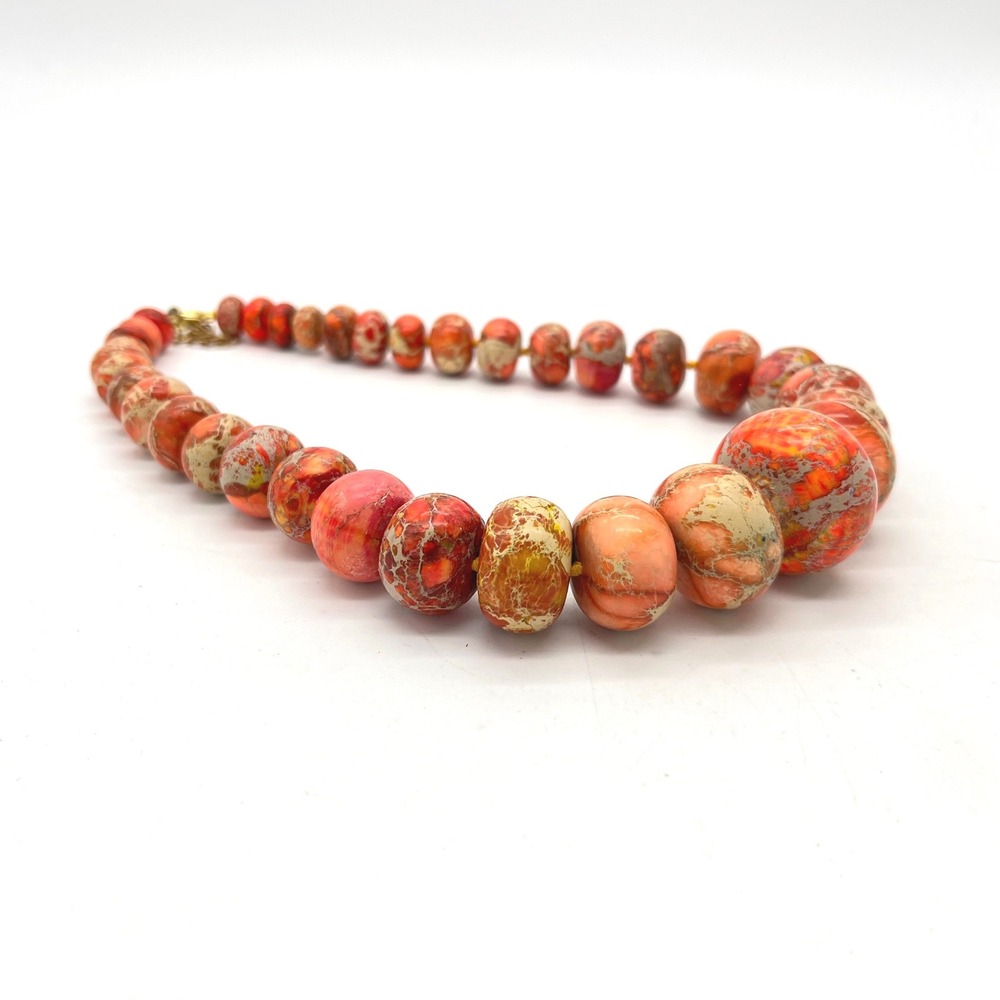Lucas Lameth Orange Sea Sediment Jasper Graduated Bead Necklace 925